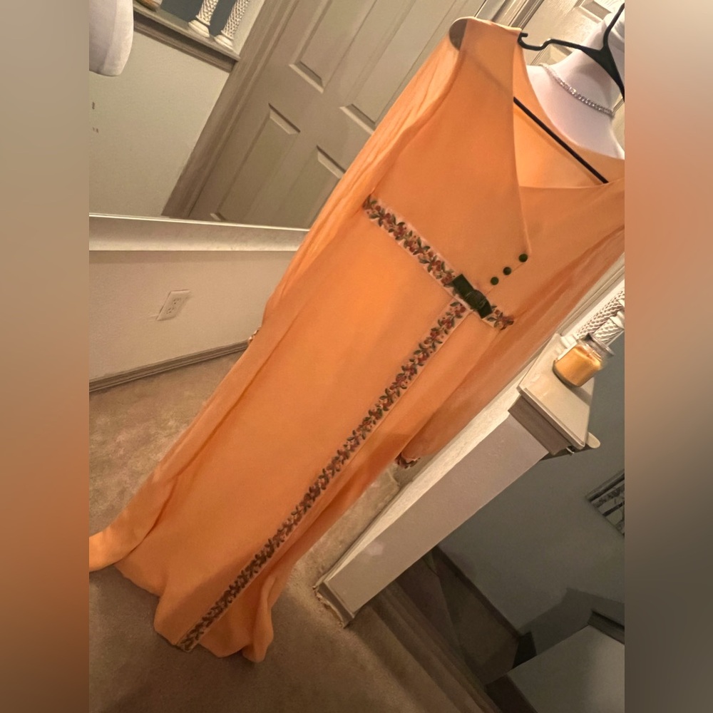 Vintage maxi dress with floral embroidery